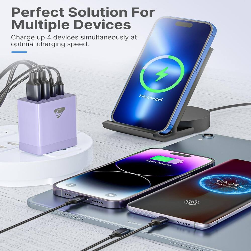 Perfect Solution For Multiple Devices

Charge up 4 devices simultaneously at optimal charging speed.

75% Charged

69.34 g