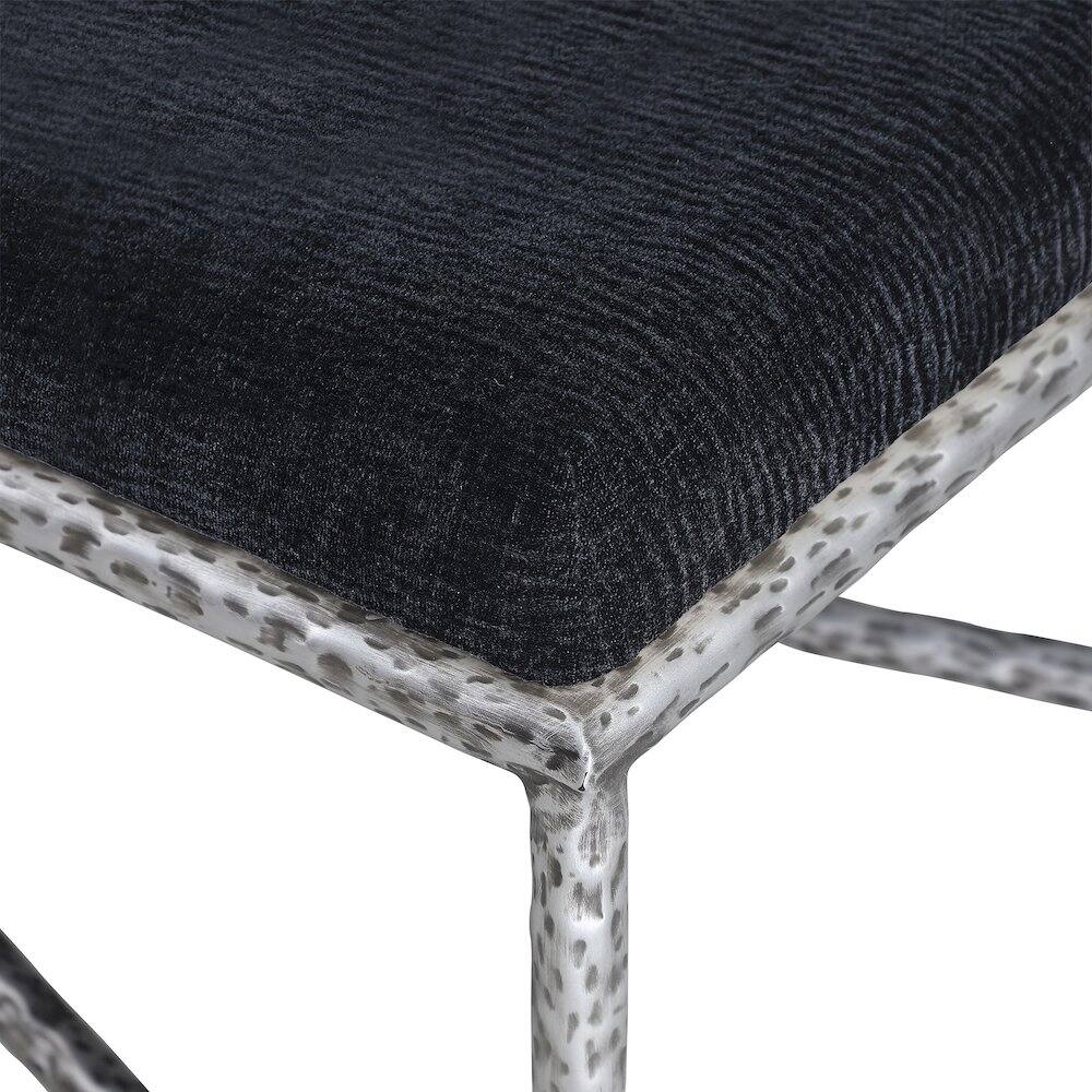 Alt View 4. Meridian Furniture - Valley Black Chenille Fabric Bench - Black.