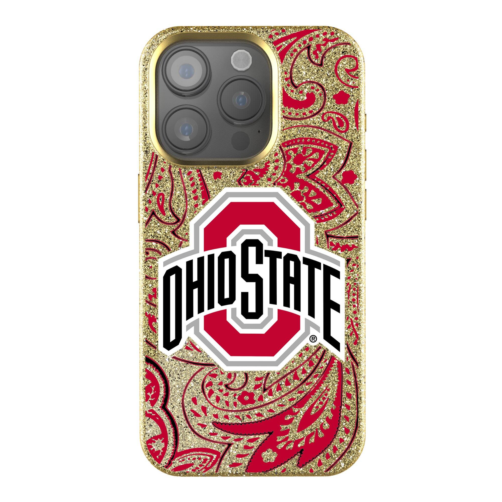 Keyscaper - NCAA - Ohio State Buckeyes Paisley Bling iPhone Case - 14 - Gold