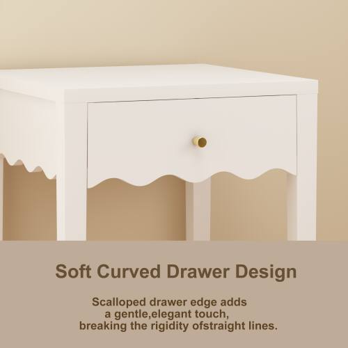 Soft Curved Drawer Design  
Scalloped drawer edge adds a gentle, elegant touch, breaking the rigidity of straight lines.