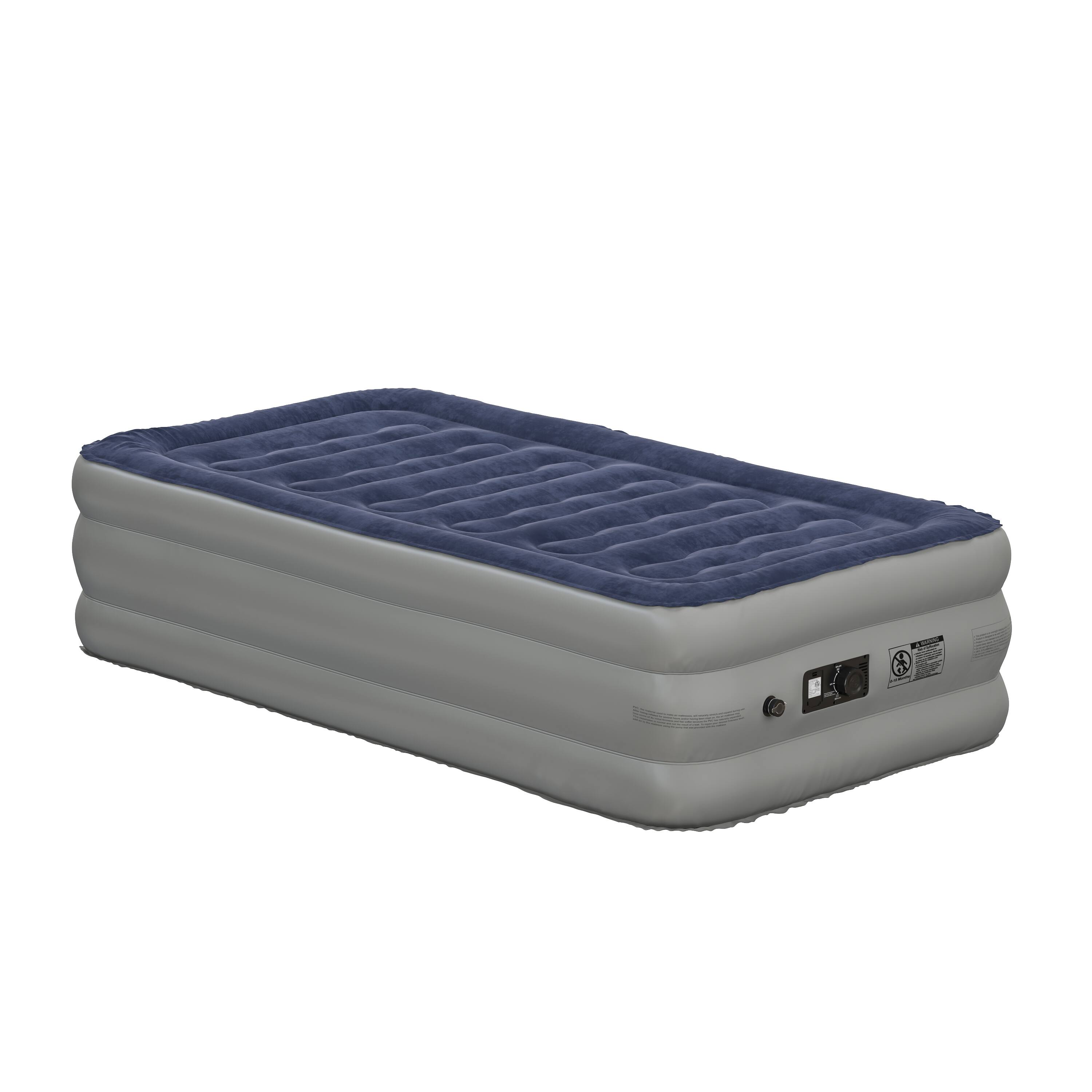 Alt View 1. Emma + Oliver - 18 Inch Raised Inflatable Air Mattress With Internal Electric Pump - Blue.