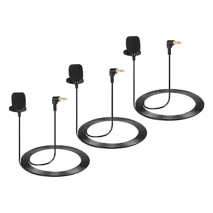 Front. Unique Bargains - Lavalier Lapel Microphone 3.5mm Elbow Mono Condenser Collar Mic 1.5m Wired Unidirectional 3pcs - Black.