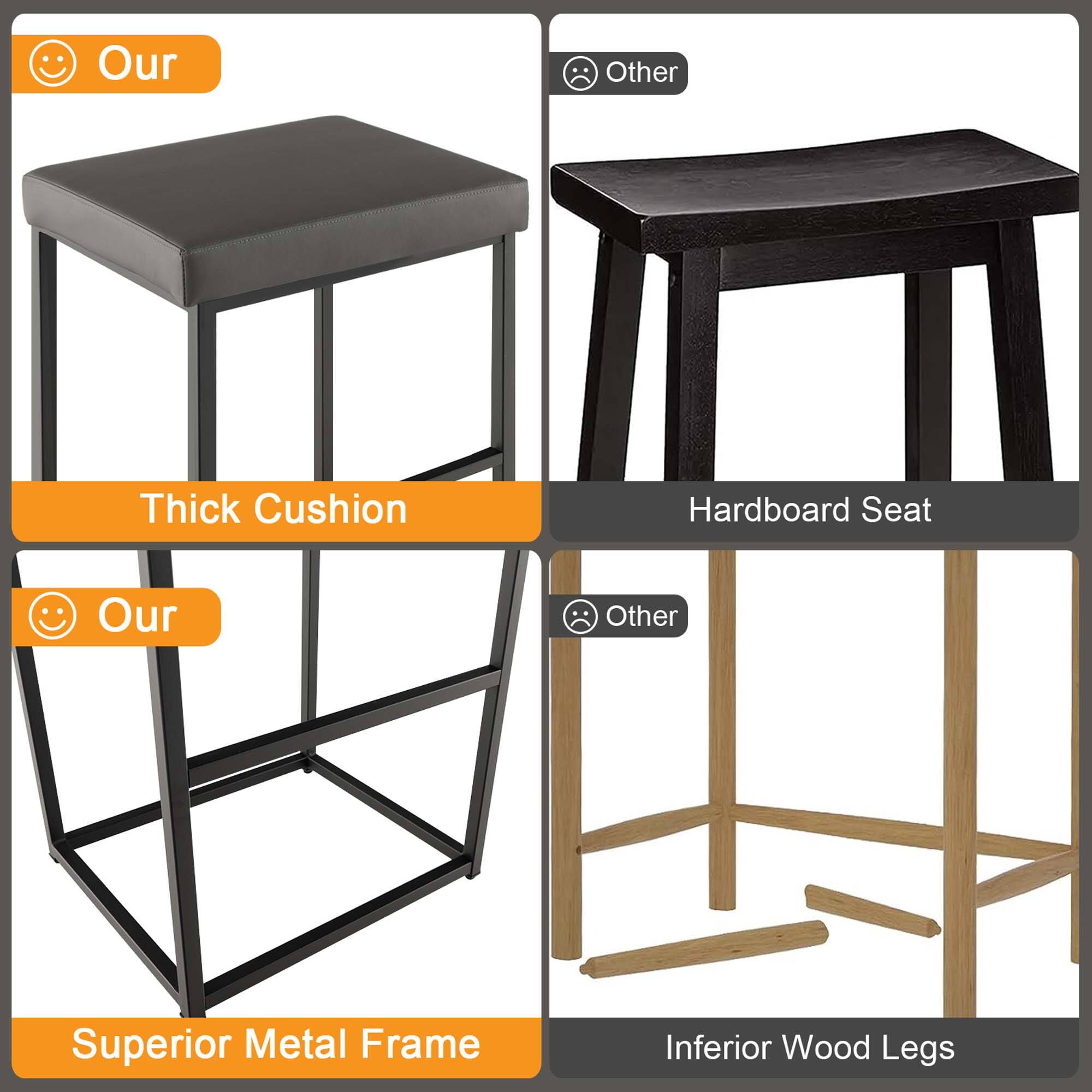 Our Other Thick Cushion Hardboard Seat Our Other Superior Metal Frame Inferior Wood Legs