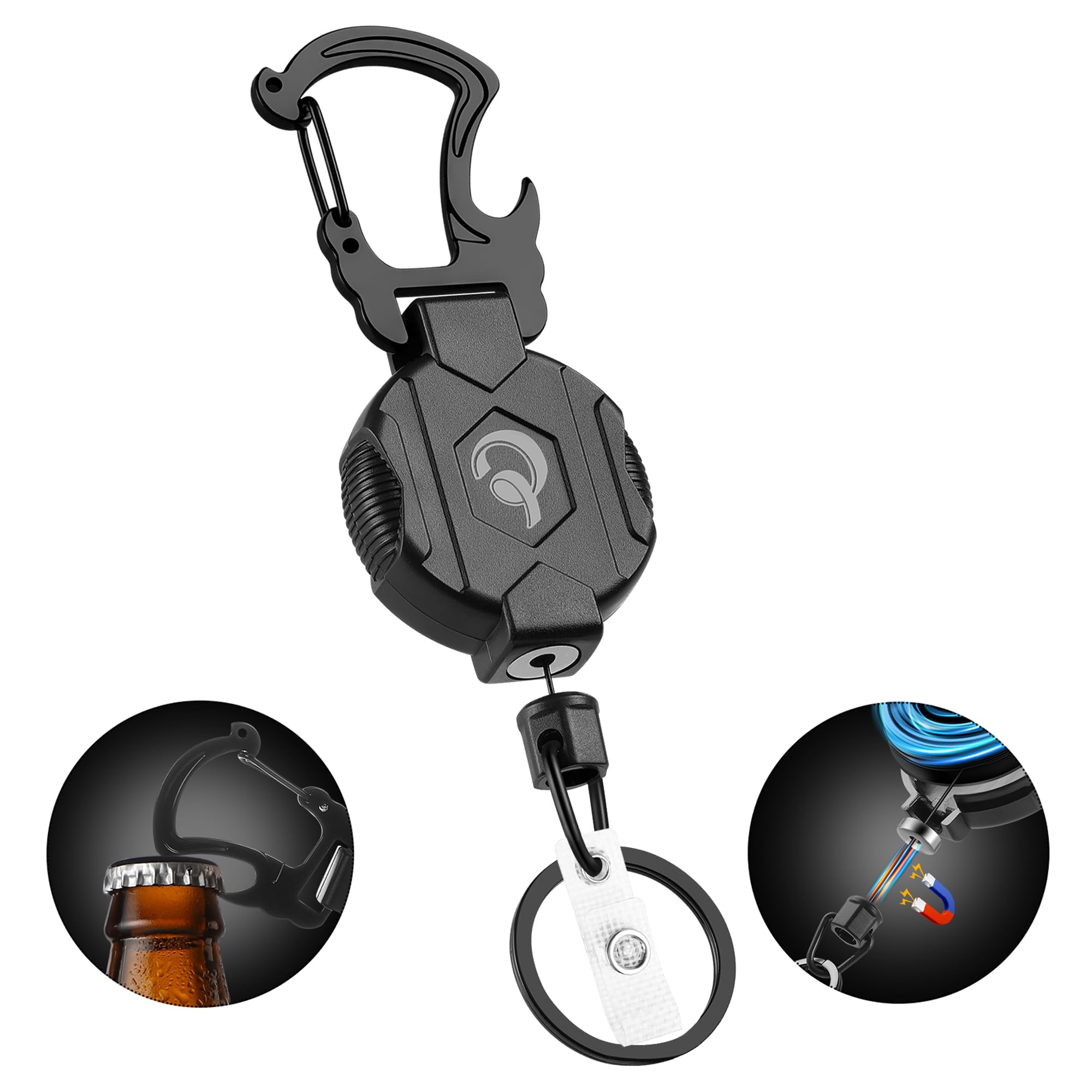 Stylel Star - 2 Pack Retractable Keychain Heavy Duty Carabiner Badge Holder With Magnetic Closure Id Reel For Men 32" Steel