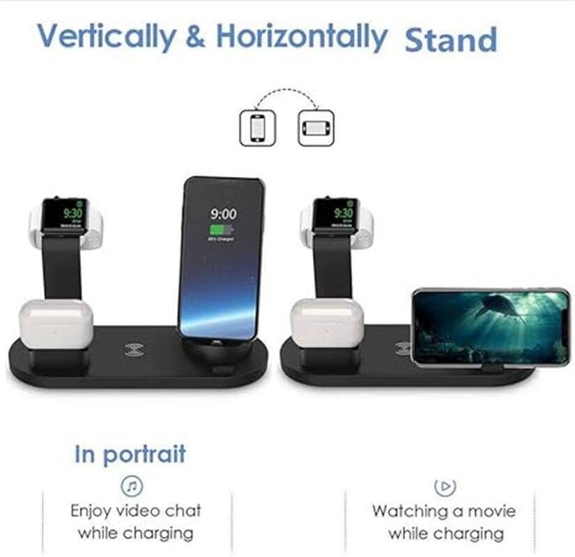 Vertically & Horizontally Stand

In portrait
Enjoy video chat while charging

Watching a movie while charging