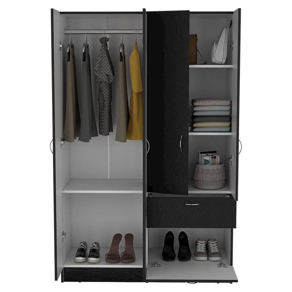 Alt View 2. TuHome - Vaupes Armoire Black / White MDF - Black.