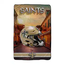 Pegasus - New Orleans Saints 66" x 95" Oversized Skyline Series Helmet Ultra Cozy Blanket - Multicolor