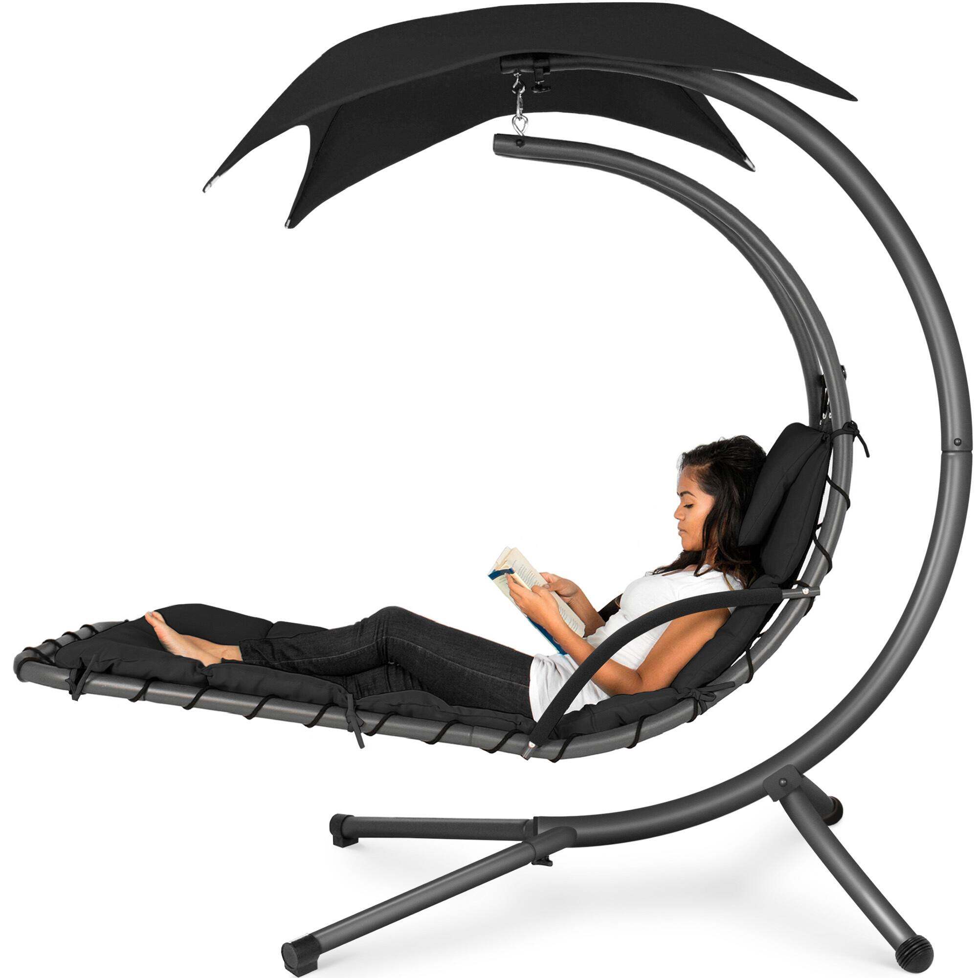 Best Choice Products Hanging Curved Chaise Lounge Chair Swing for