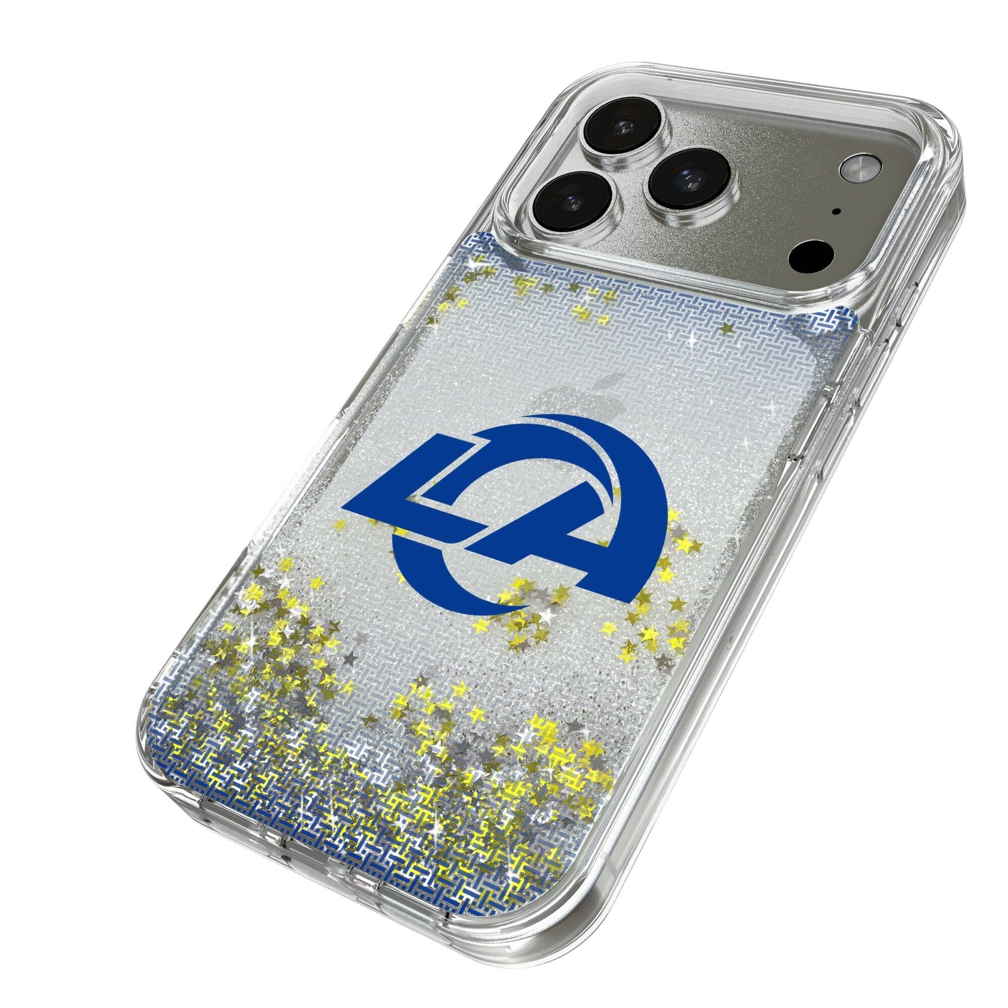 Alt View 1. Keyscaper - Los Angeles Rams Linen Logo iPhone Glitter Case - 14 Pro Max - Multicolor.