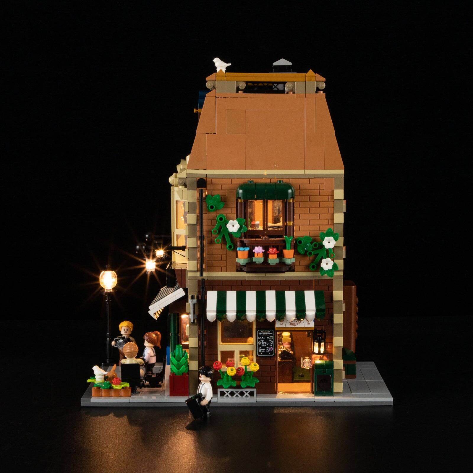 Left. Lumibricks - Book Cafe Lighting Building Set, 1718 Pieces LED City Coffee House Display Model Kit for Ages 16+.