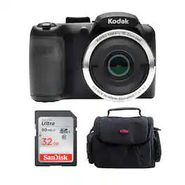 Kodak - PIXPRO AZ252 16MP Digital Camera with 32GB SD Card and Case Bundle - Black
