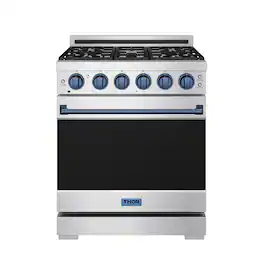 Gordon Ramsay Series by Thor Kitchen 4.55 Cu. Ft Freestanding Liquid Propane Gas Range with Navy Blue Hardware - Stainless Steel