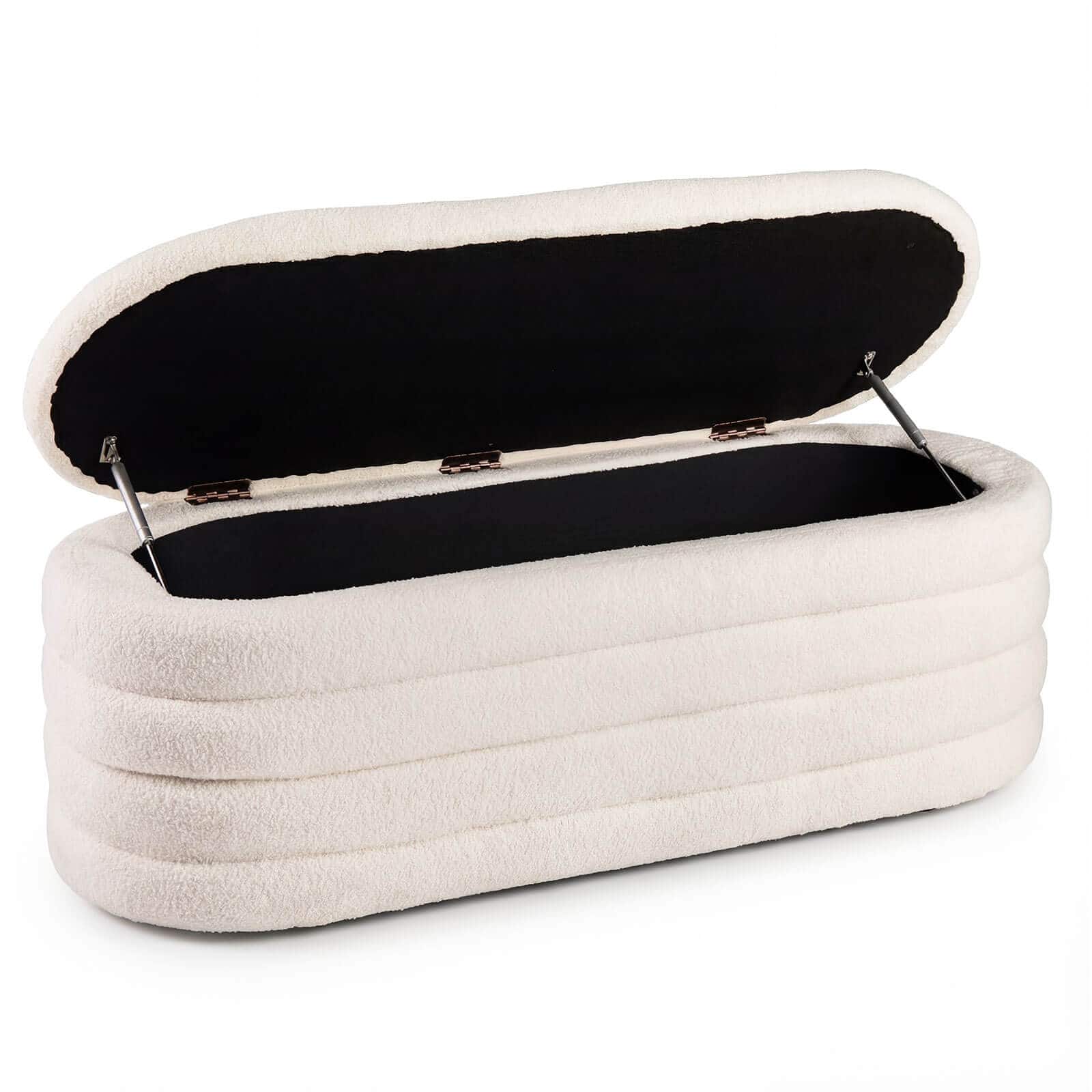 Costway - Upholstered Fabric Storage Ottoman Bench,Entryway Bedroom Bench,End of Bed Stool - White