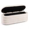 Front. Costway - Costway Upholstered Fabric Storage Ottoman Bench,Entryway Bedroom Bench,End of Bed Stool - White.