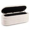 Costway - Upholstered Fabric Storage Ottoman Bench,Entryway Bedroom Bench,End of Bed Stool - White