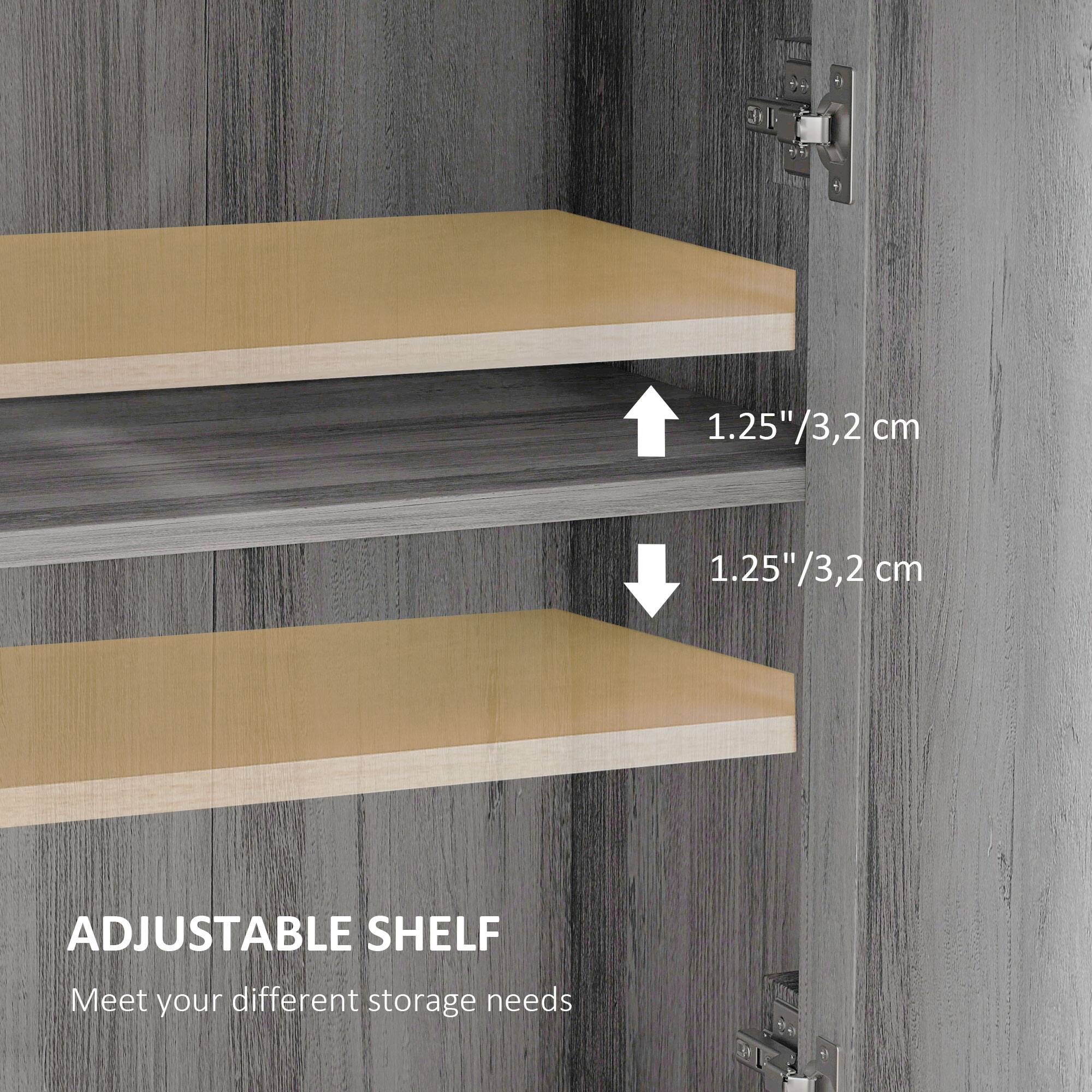 1.25"/3.2 cm  
ADJUSTABLE SHELF  
Meet your different storage needs  

1.25"/3.2 cm  
ADJUSTABLE SHELF  
Meet your different storage needs