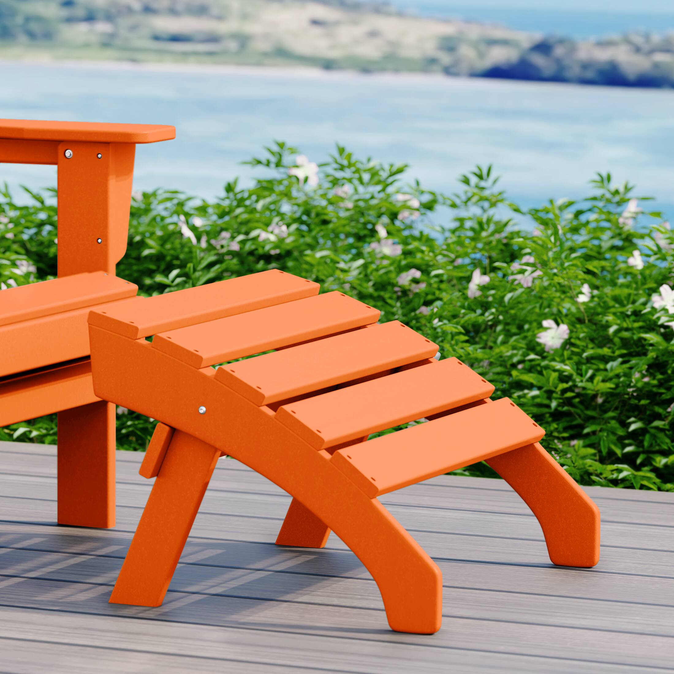 Angle. WestinTrends - WestinTrends Dylan Outdoor Patio HDPE Adirondack Ottoman Footrest - Orange.