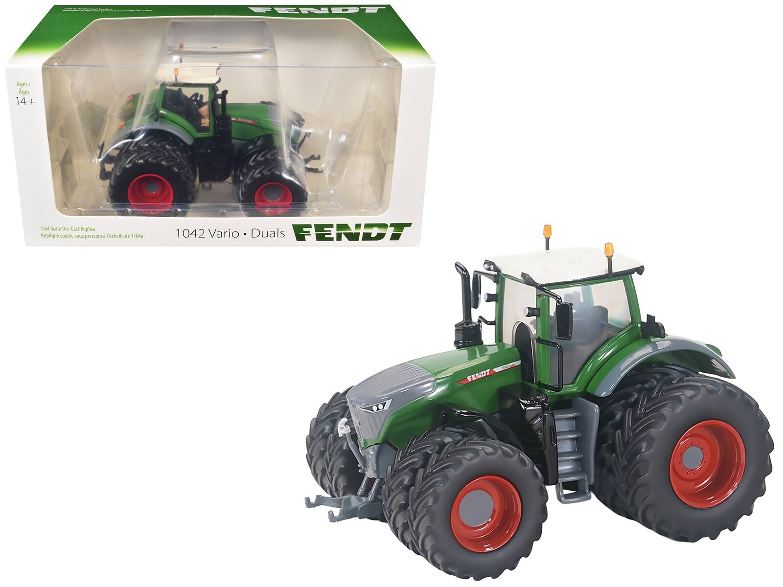 SpecCast Collectibles - Fendt 1042 Vario Tractor with Front and Rear Dual Wheels Green with White Top 1/64 Diecast Model by SpecCast