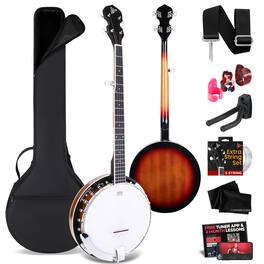 Pyle - Banjo Kit with Remo Head & Sapele Resonator, 39" Full Size, Traditional Open/Closed Back - PBJ140