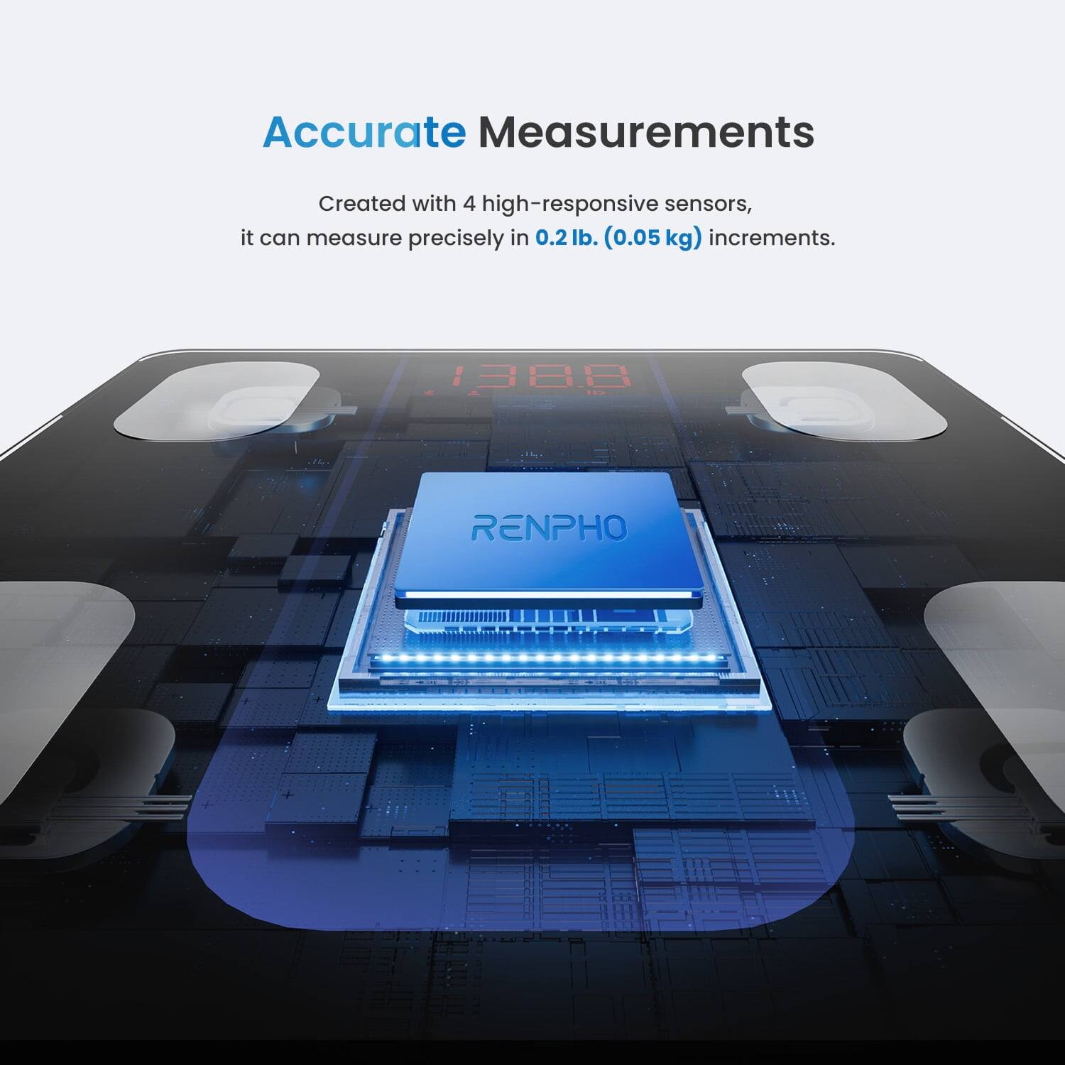 Accurate Measurements

Created with 4 high-responsive sensors, it can measure precisely in 0.2 lb. (0.05 kg) increments.