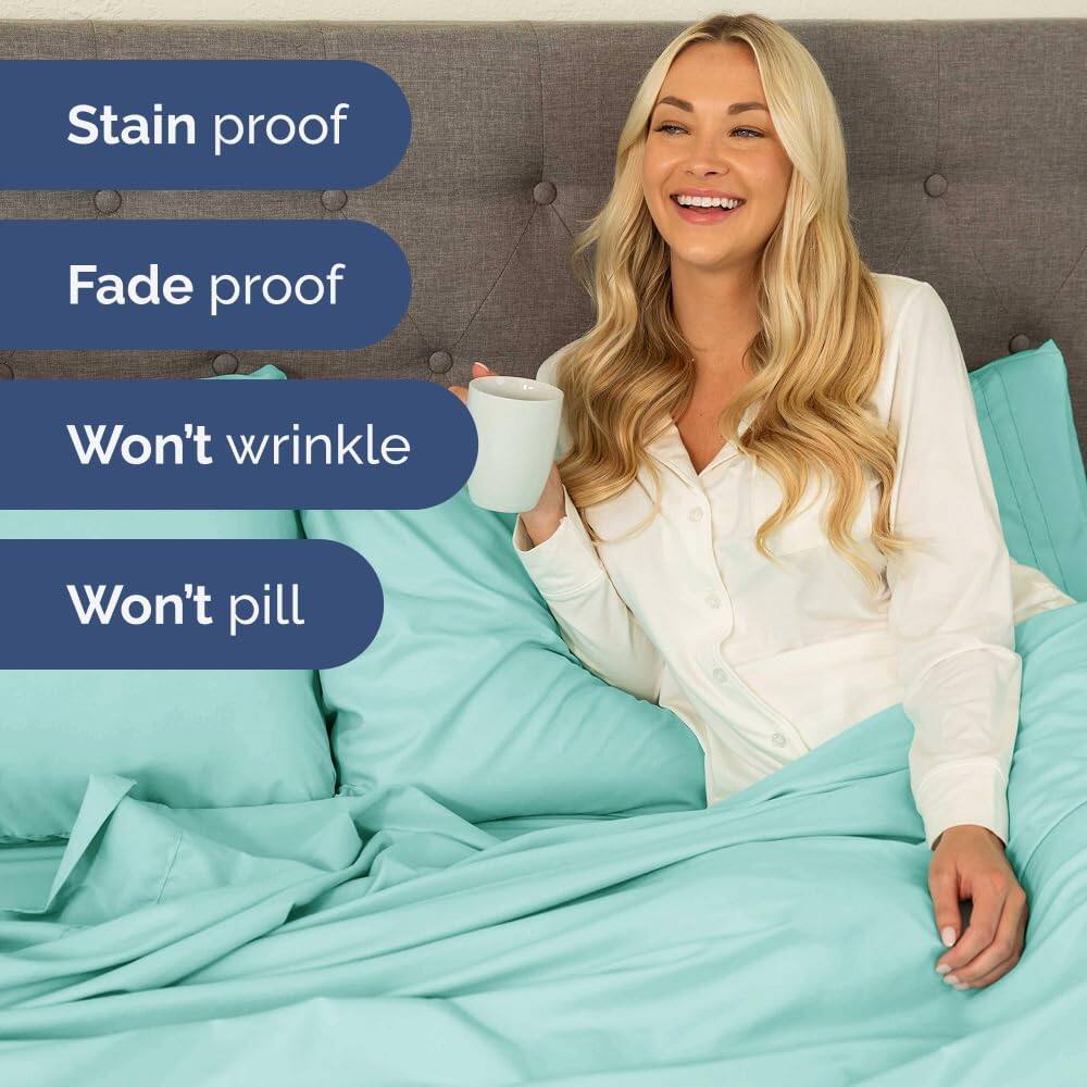 Stain proof  
Fade proof  
Won't wrinkle  
Won't pill