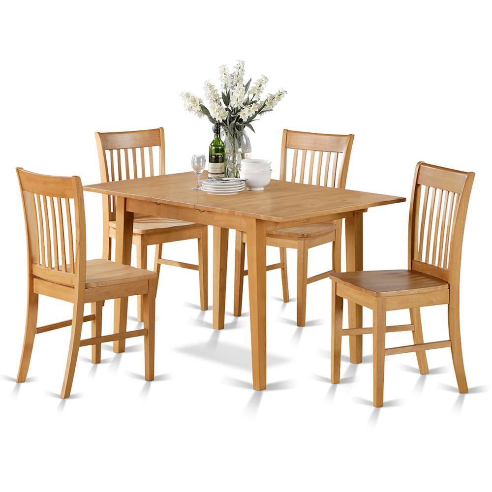 Back. East West Furniture - 5 Pc dinette set - Dining Tables for small spaces and 4 Chairs for Dining room - Oak.