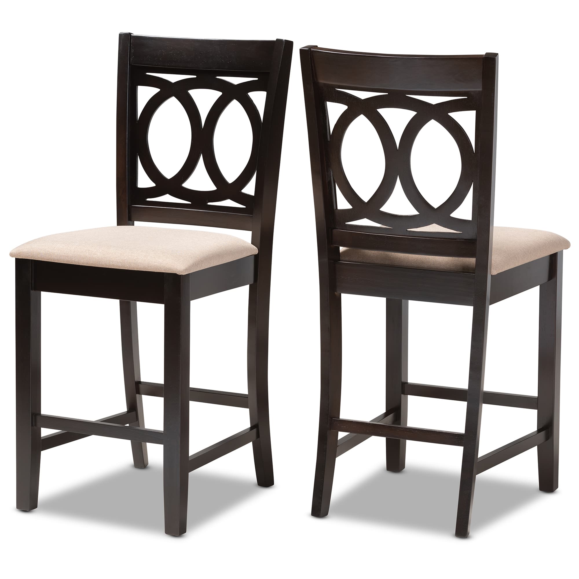 Photos - Chair STUDIO Baxton  - Lenoir Modern and Contemporary Fabric Upholstered Espresso Finished Wood 2-Piece Counter Height Pub  Se 