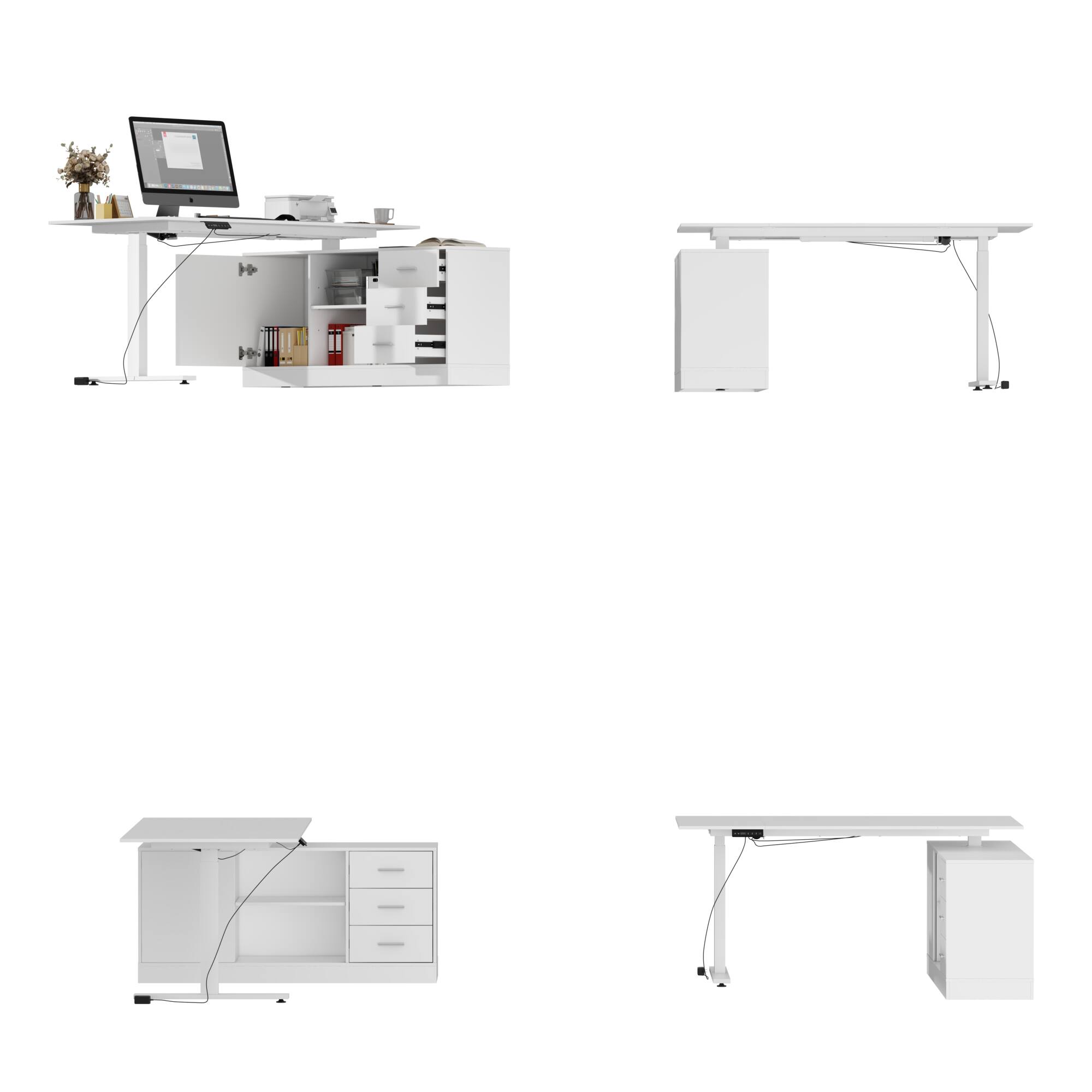 Angle. FUFU & GAGA - FUFU&GAGA Electric Height - Adjustable Desk with Storage – Ergonomic Office Solution - White.