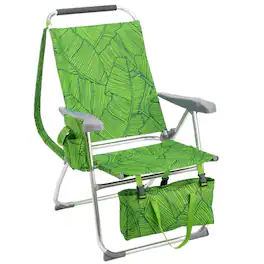 Winado - Folding Backpack Beach Chair with Adjustable Backrest, Detachable Storage Bag, Side Pocket for Outdoor Beach Camping - Palm Leaf