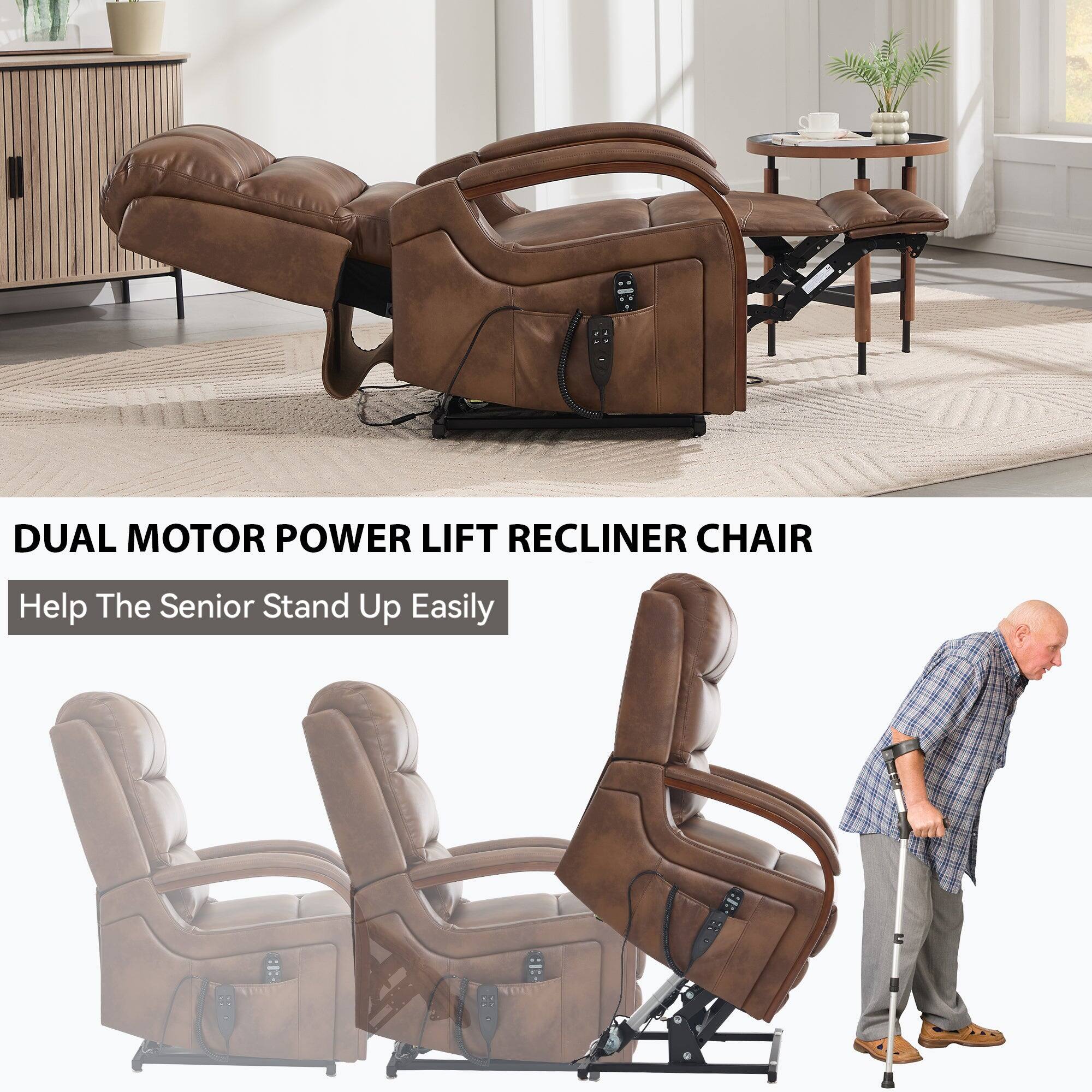 DUAL MOTOR POWER LIFT RECLINER CHAIR  
Help The Senior Stand Up Easily