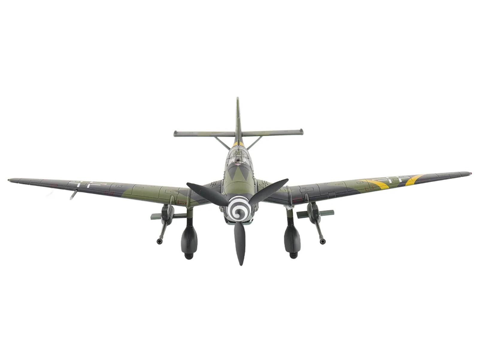 Left. Hobby Master - Junkers Ju 87G-2 Stuka WNr. 494193 Tank Buster Stab. SG 2 Slovakia 1944 German Luftwaffe Air Power Series 1/72 - Green, Grey, Yellow.