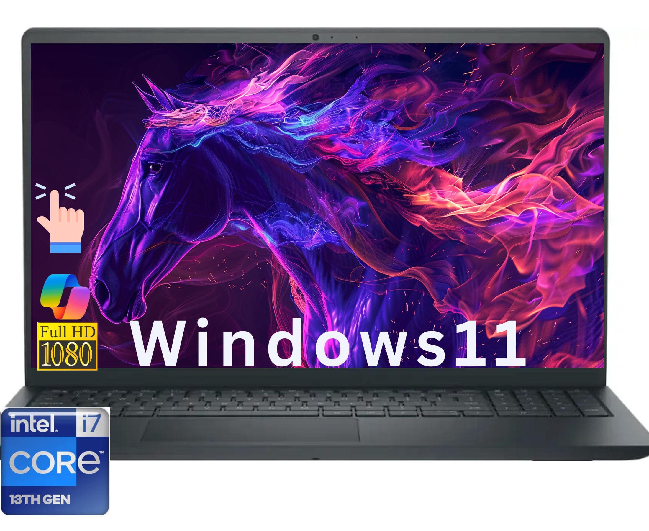 Dell - Inspiron 15 Laptop 13th Gen Business, 15.6" FHD Touch, Intel Core i7-1355U, 16GB RAM, 512GB SSD, Windows 11 Home - Black