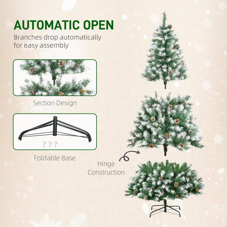 AUTOMATIC OPEN  
Branches drop automatically for easy assembly

Section Design

Foldable Base  
Hinge Construction