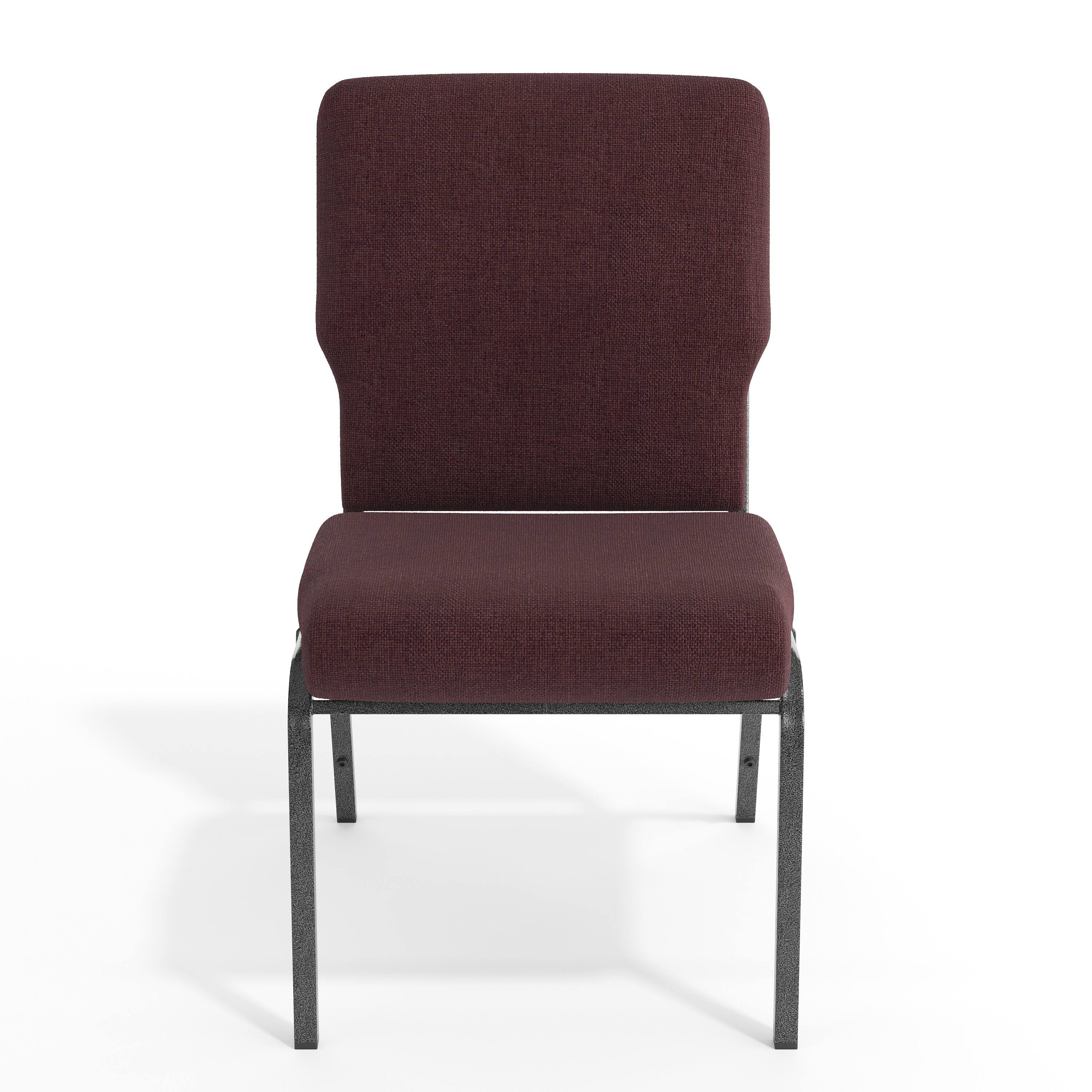 Alt View 9. Emma + Oliver - 20.5 in. Molded Foam Church Chair - Grape/Amethyst Fabric/Silver Vein Frame.