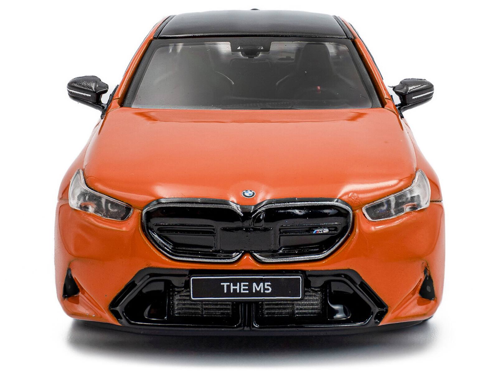 Alt View 3. Solido - 2024 BMW M5 Sedan Fire Orange III with Black Top 1/43 Diecast Model Car by Solido.