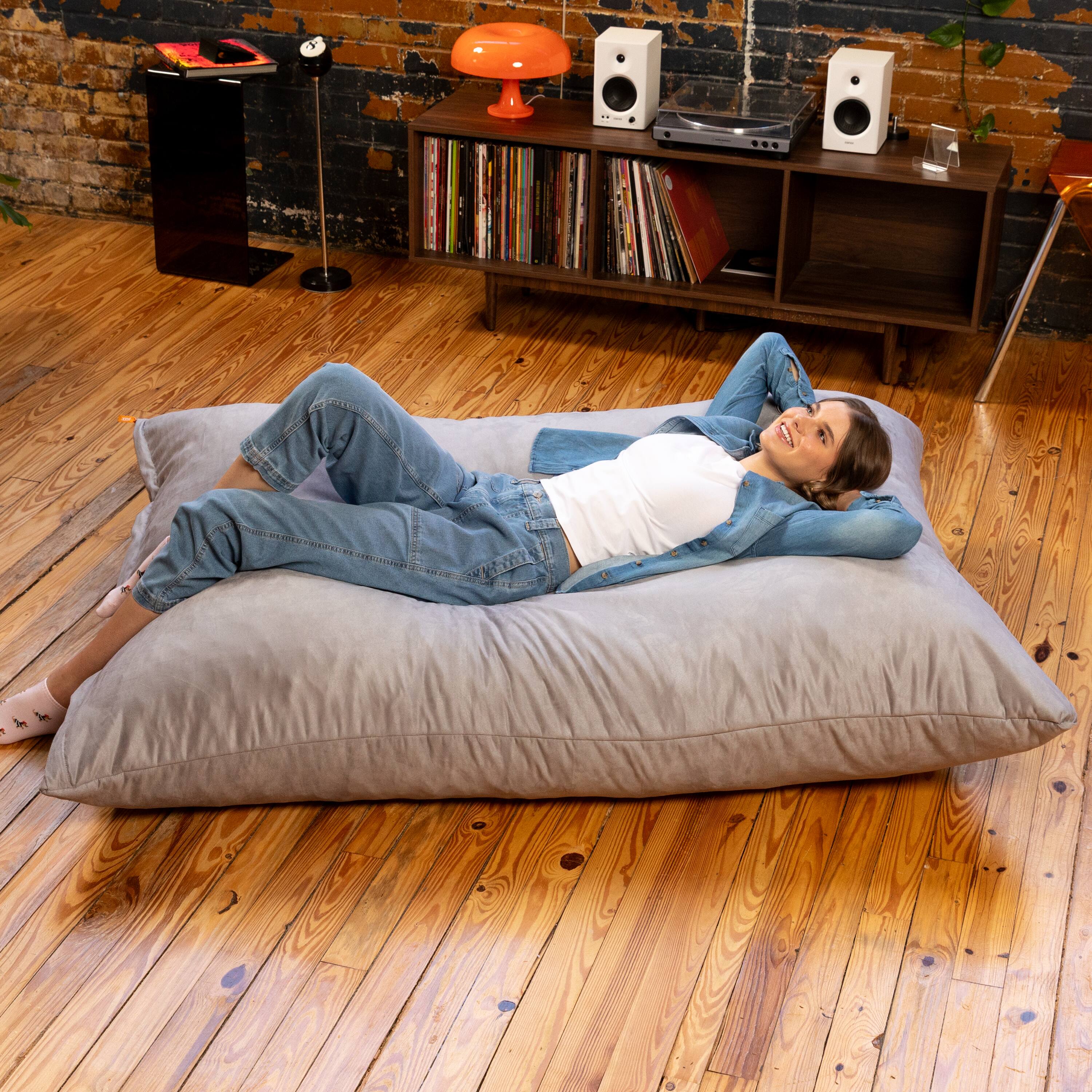Alt View 1. Jaxx - Jaxx Pillow Saxx 5.5-Foot - Huge Bean Bag Floor Pillow and Lounger, Platinum - Platinum.