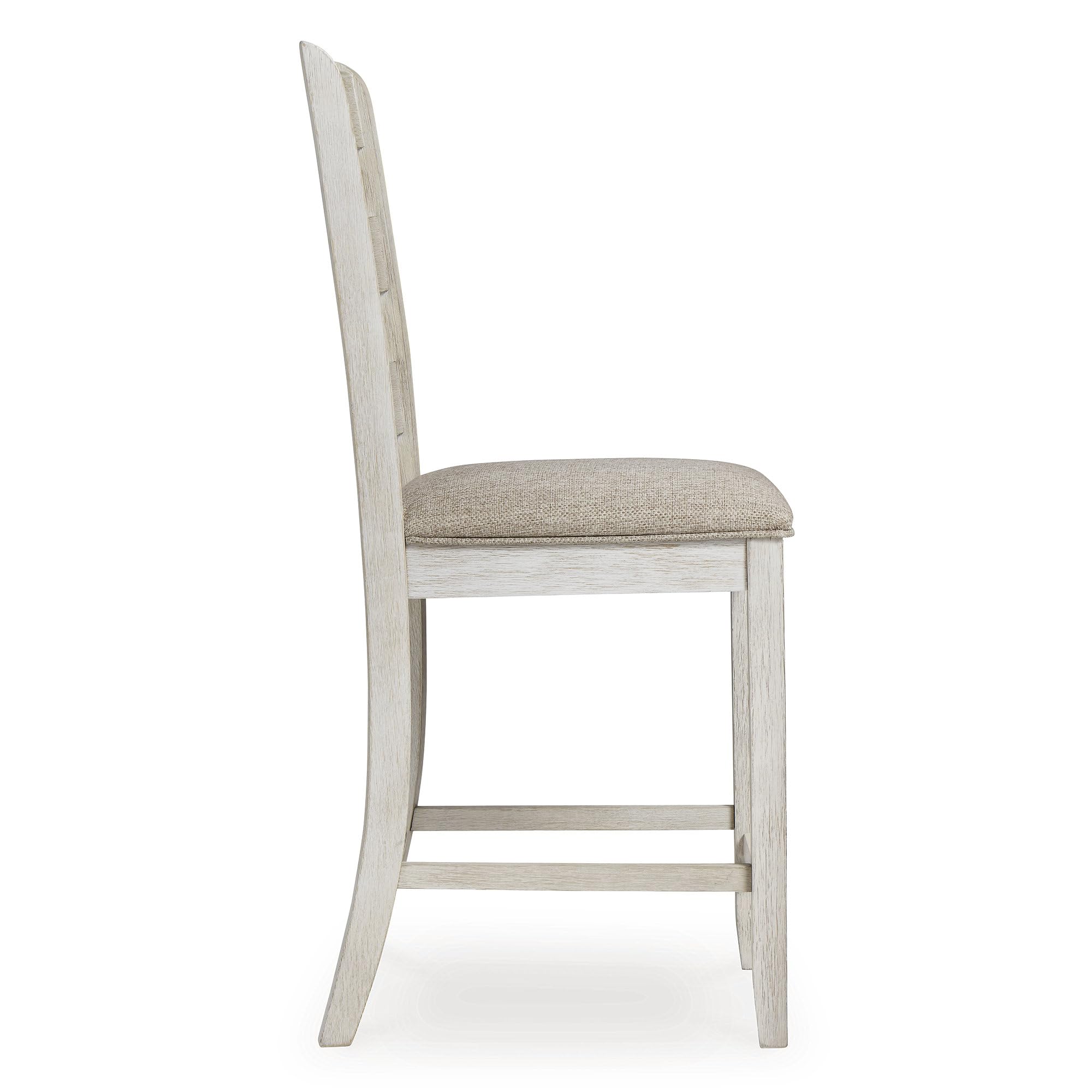 Alt View 3. JETRANSPORT - Skempton | 2-count 24" Counter-height Upholstered Bar Stools - Chic Ladder-back Antique White - Whitewash.