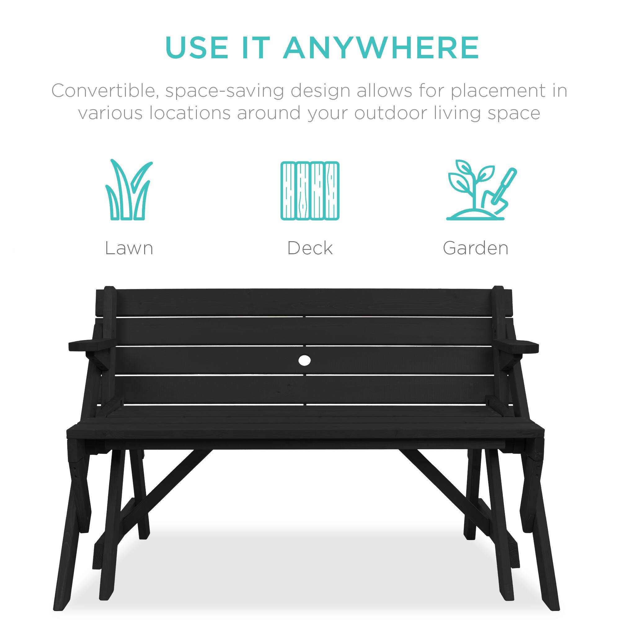 USE IT ANYWHERE

Convertible, space-saving design allows for placement in various locations around your outdoor living space

- Lawn
- Deck
- Garden
