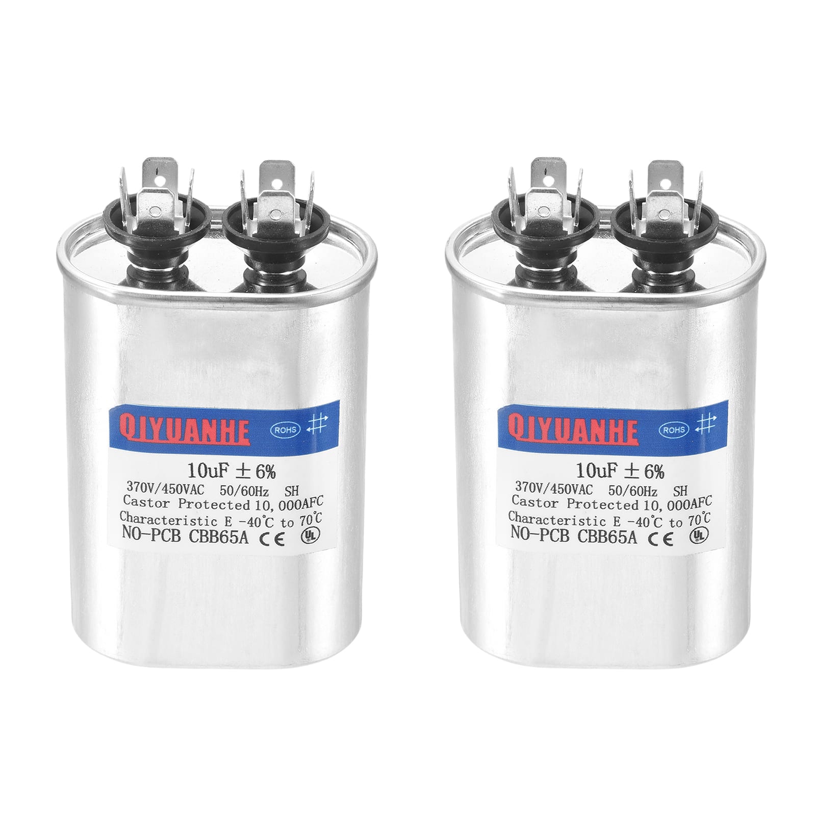Unique Bargains - 2pcs CBB65 10uF 370/450V Oval Run Start Capacitor for AC Motor Start HVAC Compressor Generator Air Condenser Heat Pump - Silver price history on PriceWatchPro