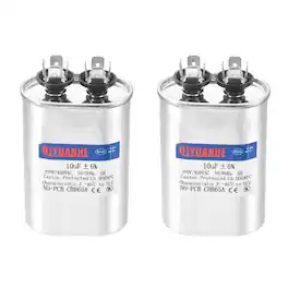 Unique Bargains - 2pcs CBB65 10uF 370/450V Oval Run Start Capacitor for AC Motor Start HVAC Compressor Generator Air Condenser Heat Pump - Silver