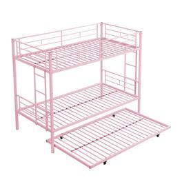 Boyel Living - Metal Triple Bunk Bed with Trundle – Twin Over Twin Over Twin - Pink