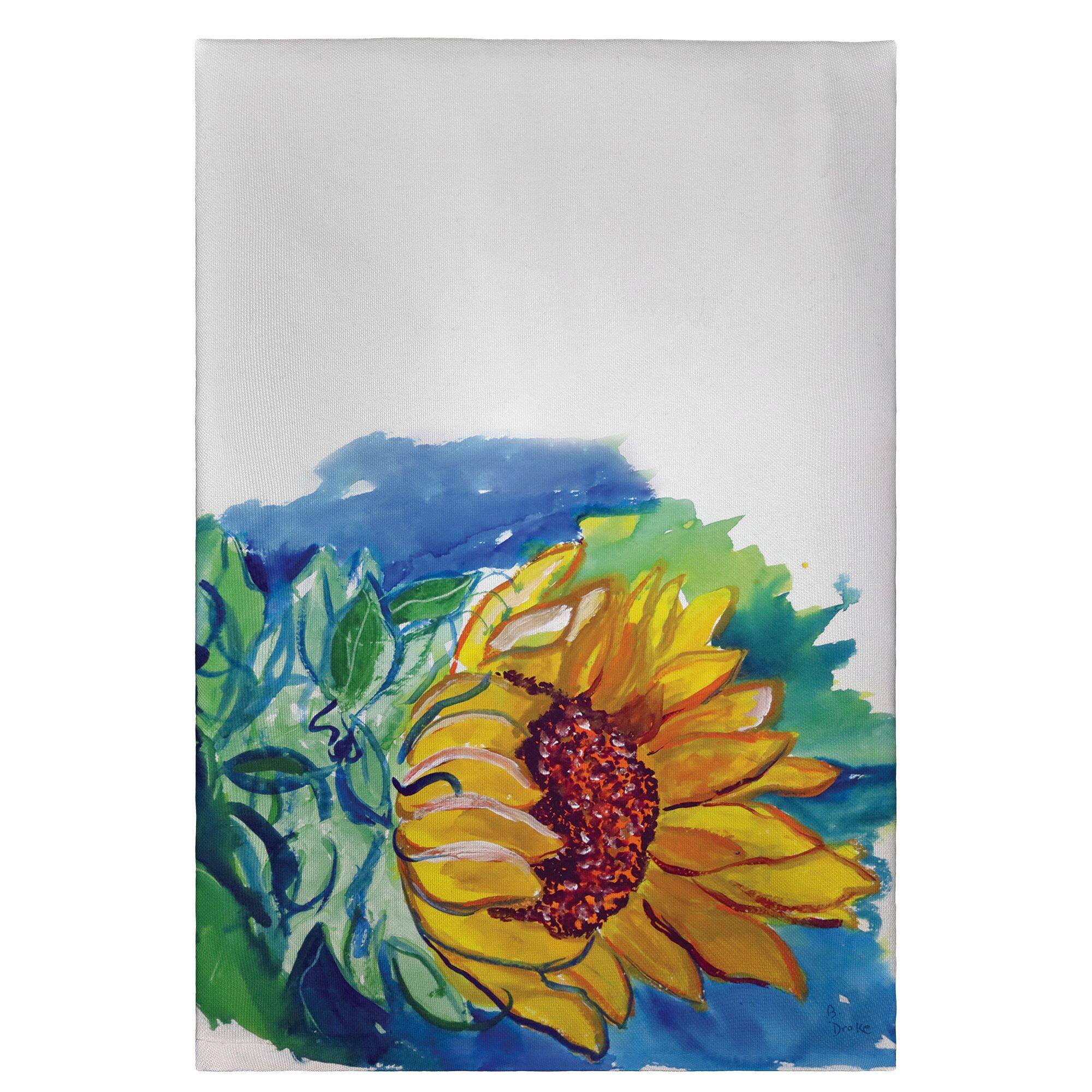 Front. Betsy Drake - Betsy Drake Windy Sunflower Guest Towel - Multicolored.