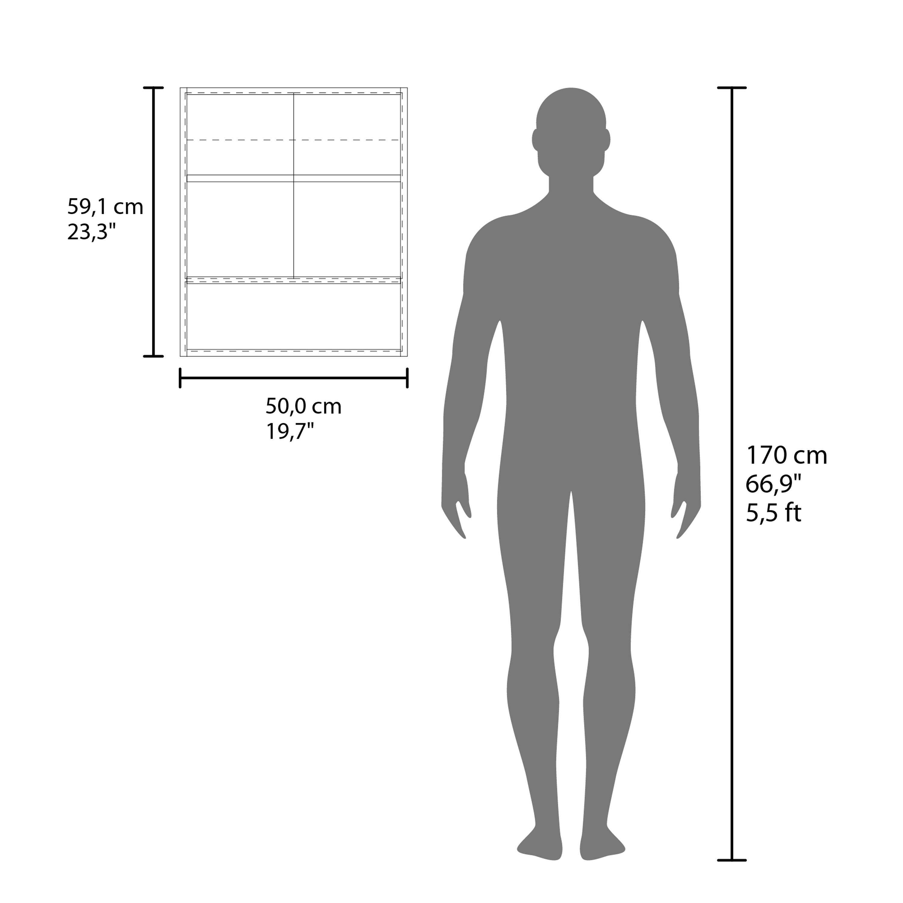 59,1 cm 23,3", 50,0 cm 19,7", 170 cm 66,9" 5,5 ft