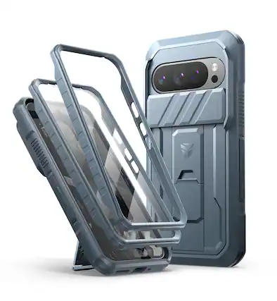 Front. dexnor - Dexnor Full-Body Cases for Google Pixel 9 Pro Black with Camera Cover, Built-in Screen Protector & Kickstand,Navy Blue - Navy Blue.