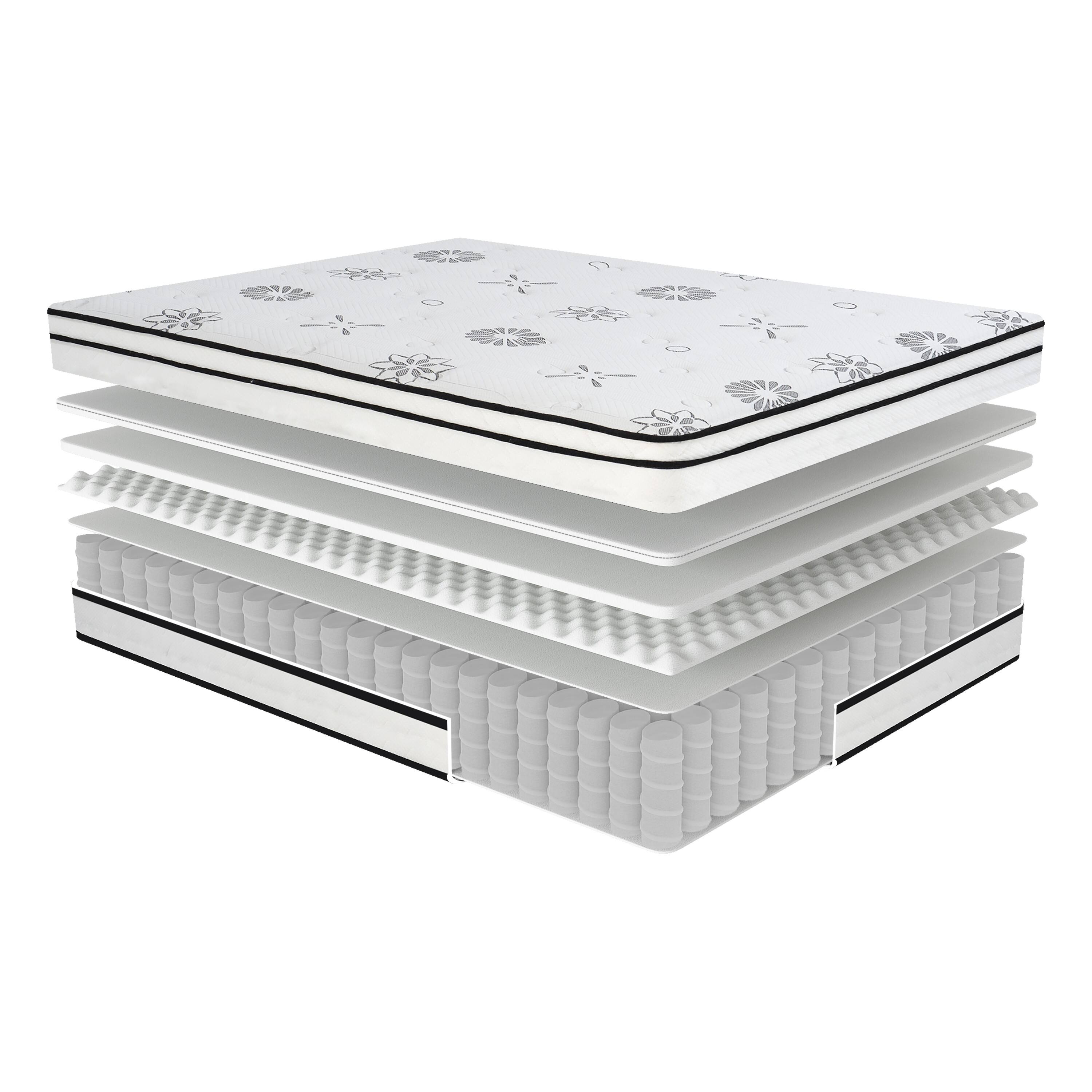 Alt View 3. Glintex - 12" Eastern King Hybrid Memory Foam Mattress, Quilted Cover, Plush Comfort, Motion Isolation - White.