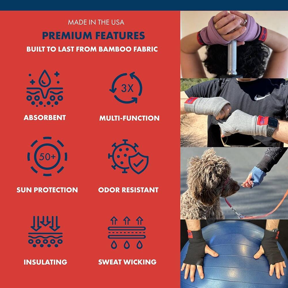 MADE IN THE USA  
PREMIUM FEATURES  
BUILT TO LAST FROM BAMBOO FABRIC  

- ABSORBENT  
- MULTI-FUNCTION  
- 50+ SUN PROTECTION  
- ODOR RESISTANT  
- INSULATING  
- SWEAT WICKING