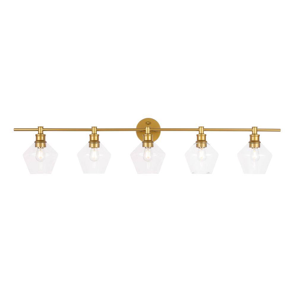 Alt View 2. Living District - Gene 5 light Brass and Clear glass Wall sconce - Brass And Clear Glass.