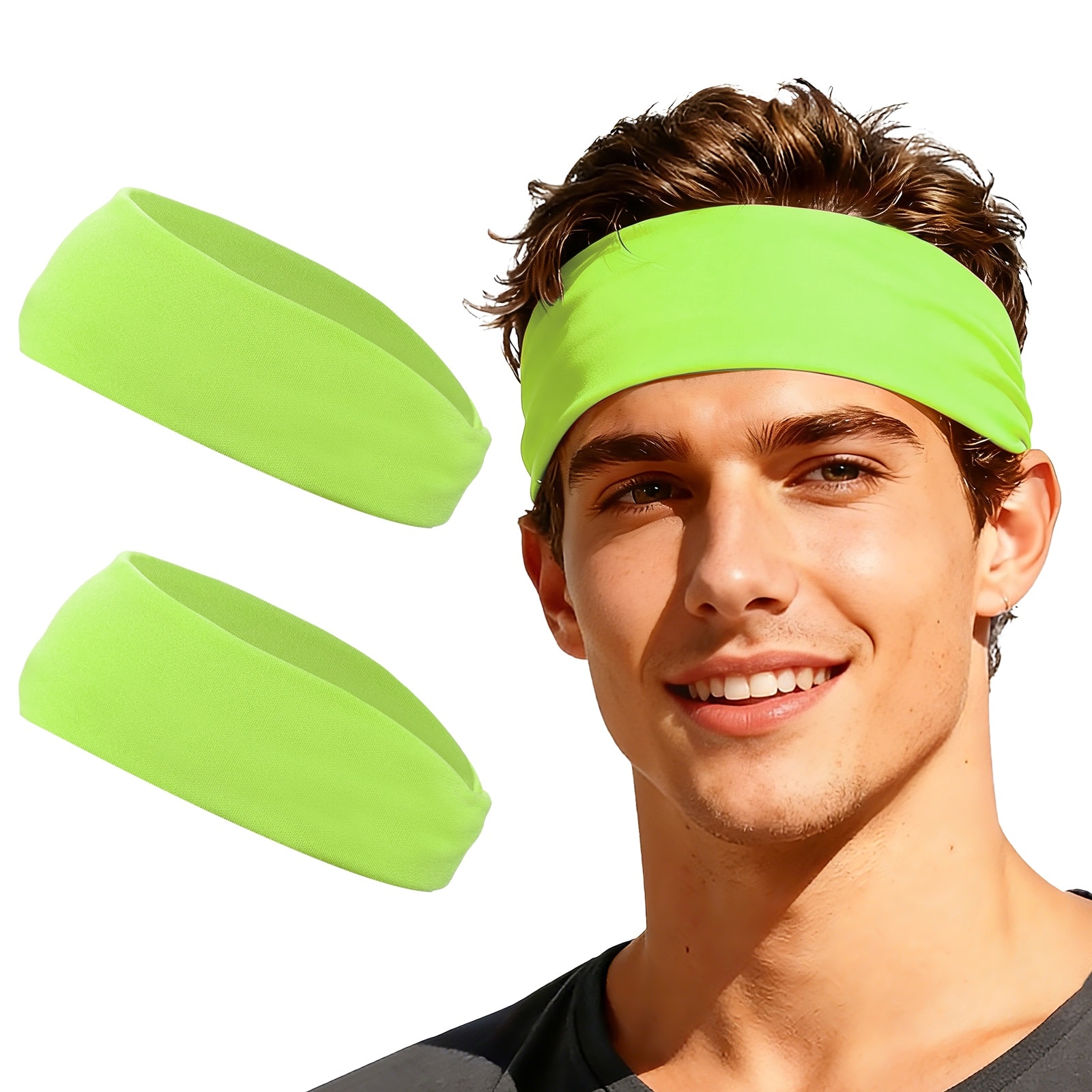 Unique Bargains - Sport Headbands for Men & Women, Stretchy Sweatband Absorbent Headbands, 2pcs - For Yoga/Sports/Running/Fitness/Cycling - Fluorescent Green price history on PriceWatchPro