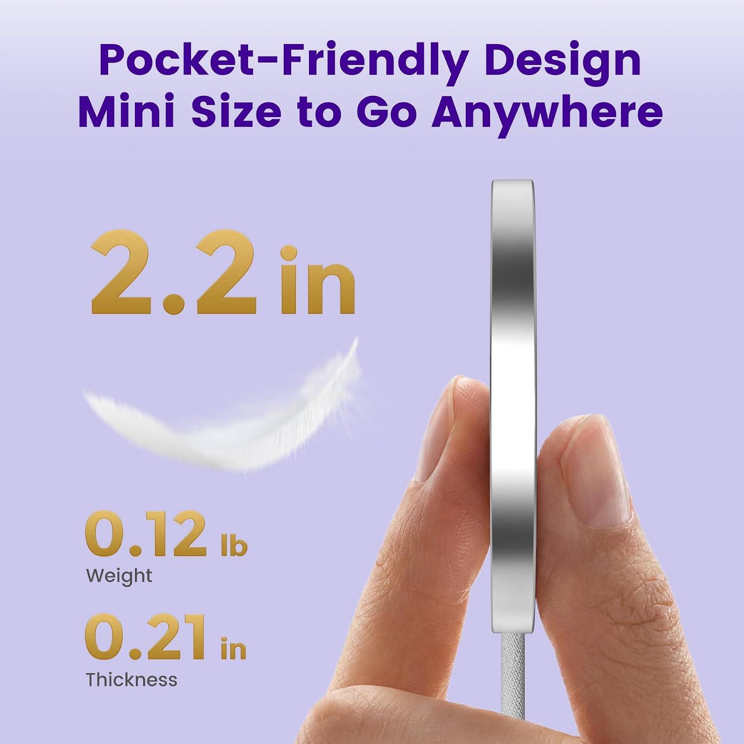 Pocket-Friendly Design Mini Size to Go Anywhere

2.2 in

0.12 lb Weight

0.21 in Thickness