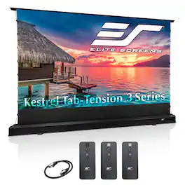 Elite Screens - Kestrel Tab-Tension3,122"Diag,16:9,Electric Floor-Rising MatteWhite UST/Std Throw 4K Screen, Programmable Rise FTE122H3 - Black